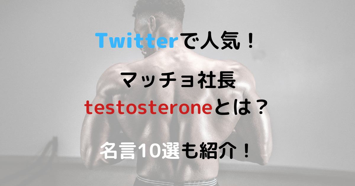 Twitterで話題 マッチョ社長testosteroneとは 名言も紹介